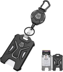 Porta Insignia Retráctil MNGARISTA, Llavero Mosquetón Resistente, Negro - Imagen 1 de 7