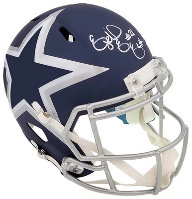 Casco de velocidad Beckett réplica azul AMP vaquero firmado por Ezekiel Elliott tamaño completo Foto 1 de 4
