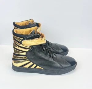 Negash High Top Sneakers Mens Size 9 Amun Ra Leather Black/Gold - Picture 1 of 10