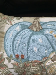 NOS Akzent Kissen Crewel Wolle Stickerei Herbst Kürbisse Southern Living Dillards - Bild 1 von 10