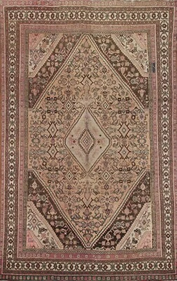 Vintage Geometric Hamedan Traditional Hand-knotted Living Room Area Rug 8'x11' - Image 1 of 4