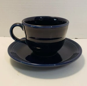 Fiesta Ware Kobaltblau Tee Kaffeetasse und Untertasse Fiestaware Bleifrei HLC - Bild 1 von 10