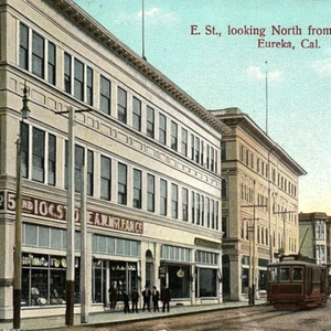 c.1920 East St. Looking North 3rd St. Eureka CA Postcard Trolley A.W. McLean - Picture 1 of 3