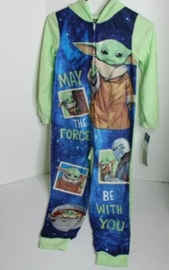 Baby Yoda Union Suit Pajamas Boys Size 8 One Piece Star Wars The Mandalorian - Picture 1 of 2
