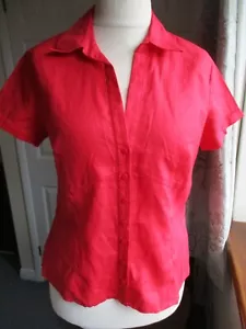 Debenhams - Red, short sleeve 100% linen, shirt - Size UK16/EU44 - Picture 1 of 10