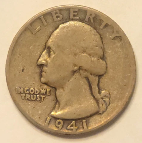 1941 Washington Quarter 90% Silver Junk Constitutional WW2 Era B34 Cover