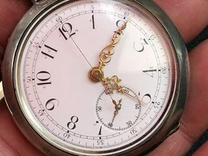 Swiss Horse Racing Pocket Chronograph Ditisheim Marc & Emmanuel Silver Case 1900 - Picture 1 of 12