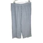 Chicos Womens 100% Linen Pants 18R Blue White Stripe Drawstring Pockets Coastal
