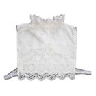 Women Ruffled Stand Fake Collar Pullover Embroidery Lace Half Shirt Top