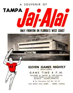 JAI ALAI PROGRAM Vintage for Tampa Florida Fronton - 8 1/2 x 11" COLOR PRINT - Picture 1 of 1