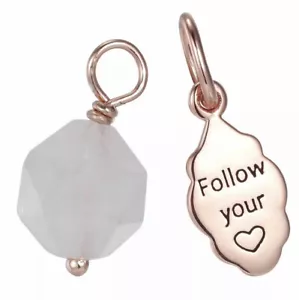 Silverworks Charm Rose Gold-Tone & Quartz “Follow Your Heart” 2-Piece Set NWT - Picture 1 of 4