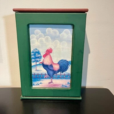 Porta llaves de madera de gallo pintado rústico para montaje en pared/joyero arte popular Foto 1 de 4