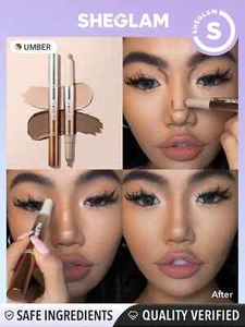 SHEGLAM Fine Line 2 in 1 Nose Contour & Highlight Pen Umber Xmas For Women Gift - Picture 1 of 35