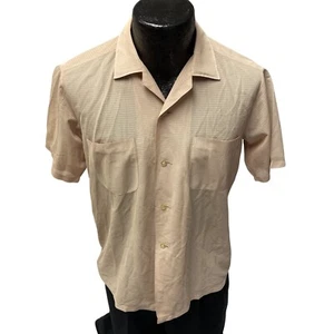 Vtg 50 60’s Star Men's Beige MOD CHECK Ultra THIN Rat Pack ROCKABILLY Shirt S - Picture 1 of 7