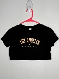 Shein Cropped Top Girls Size 8-10 Black Short Sleeve Shirt - Picture 1 of 4