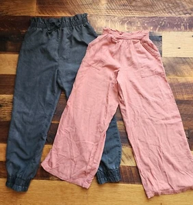 Girls Pant Lot Art Class Wide Leg Flowy Pants Size M 7/8 Dark Grey and Pink - Picture 1 of 7