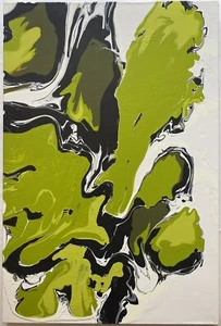 Climax North Carolina Contemporary Lime Green Abstract Painting Tidal Ebb Signed - Picture 1 of 24