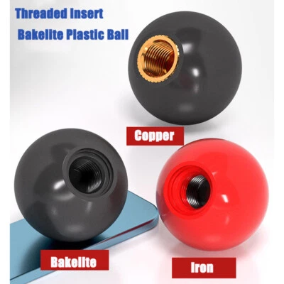 M4-M16 Threaded Insert Bakelite Plastic Ball Machine Handle Knob Ball Black Red - Image 1 of 4