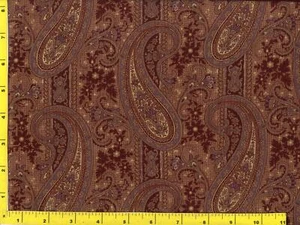 Reddish Brown Floral Paisley on Flower Stripes By The Yard CSHPAI04751 - Picture 1 of 1