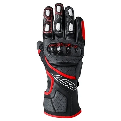RST Fulcrum CE Breathable Leather Motorcycle Sport Glove - Grey / Black / Red