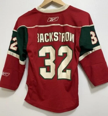 Camiseta de hockey Minnesota Wild Reebok niños jóvenes S/M NHL Backstrom 32 Foto 1 de 4