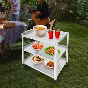 3 Tier Stainless Steel Kitchen Trolley Cart Utility Serving Storage Rolling Cart - Picture 1 of 18