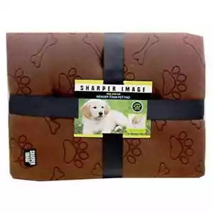 Brown Bone Paws Sharper Image Dog Memory Foam Pet Pad Bed Cat 30" Fleece Sleep - Picture 1 of 1