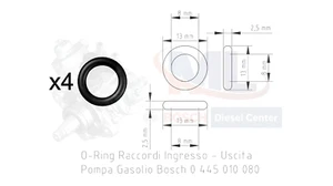x4 O-RING GOMMINI GUARNIZIONI PER RACCORDI IN-OUT PER 0445010080 1.3 MULTIJET - Foto 1 di 3