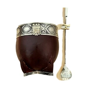 Mate Gourd LA SCALONETA + STRAW - ARGENTINA Campeon, AFA 3 Estrellas MESSI - Picture 1 of 10