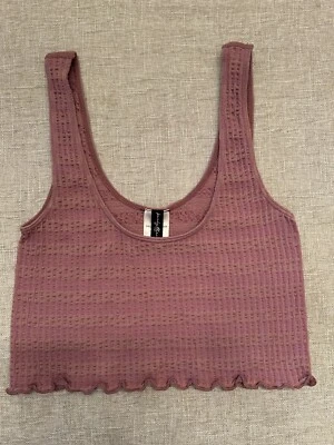 Camiseta sin mangas acanalada púrpura recortada Barely There, talla XS Foto 1 de 4