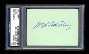 BILL TERRY SIGNED MINT CUT PSA/DNA SLABBED AUTOGRAPHED HOF NEW YORK GIANTS WSC - Picture 1 of 1