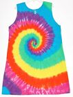 Girl's Tie Dye Dress Neon Rainbow Spiral Tank Sizes 2T 4T 6 8 10 12 Hippie Chic