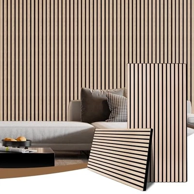 Paneles de pared acústicos de listones de madera, 2 piezas 2 piezas - 47,2 * 23,6 pulgadas roble clásico Foto 1 de 4