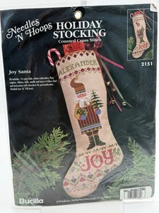 VINTAGE BUCILLA "JOY SANTA" COUNTED CROSS STITCH STOCKING KIT #2151 *NEW* - Picture 1 of 2