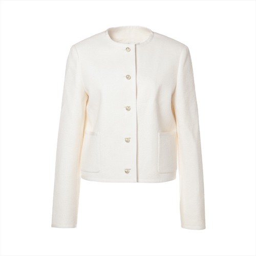 Christian Dior 24SS giacca lana senza colletto I40 donna avorio 421V58A1761 croppe