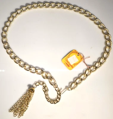 David Mehler for Dame Glam Vintage Belt Gold Tone Textured Chain Tassel Small - Image 1 of 4