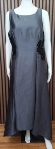 Maxi vestido para mujer Adrianna Papell línea A dobladillo alto-bajo bordado 14 plateado - Imagen 1 de 10