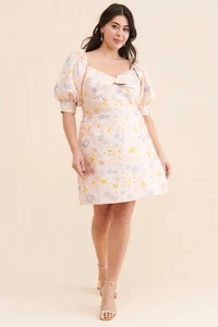 Anthropologie Hutch Pink Floral Tapestry Jacquard Dress Puff Sleeve 18W NWOT - Picture 1 of 9