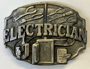 1987 SISKIYOU ELECTRICIAN BELT BUCKLE-SOLID PEWTER-MADE IN USA - Picture 1 of 4