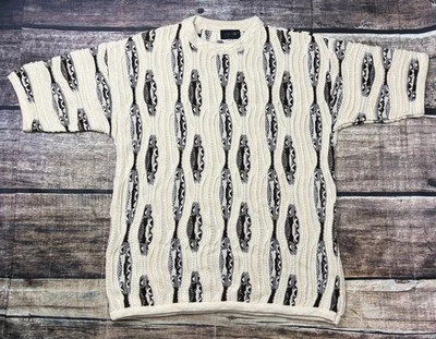 Coogi Sweater Mens 2XL Cotton 3D Knit Biggie Short Sleeve Ivory Pullover - Image 1 of 4