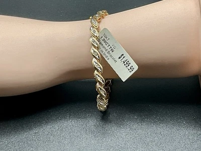 10k Yellow Gold 1.00cttw Diamond Tennis Bracelet 7.5in Vintage Living Estate - Image 1 of 4