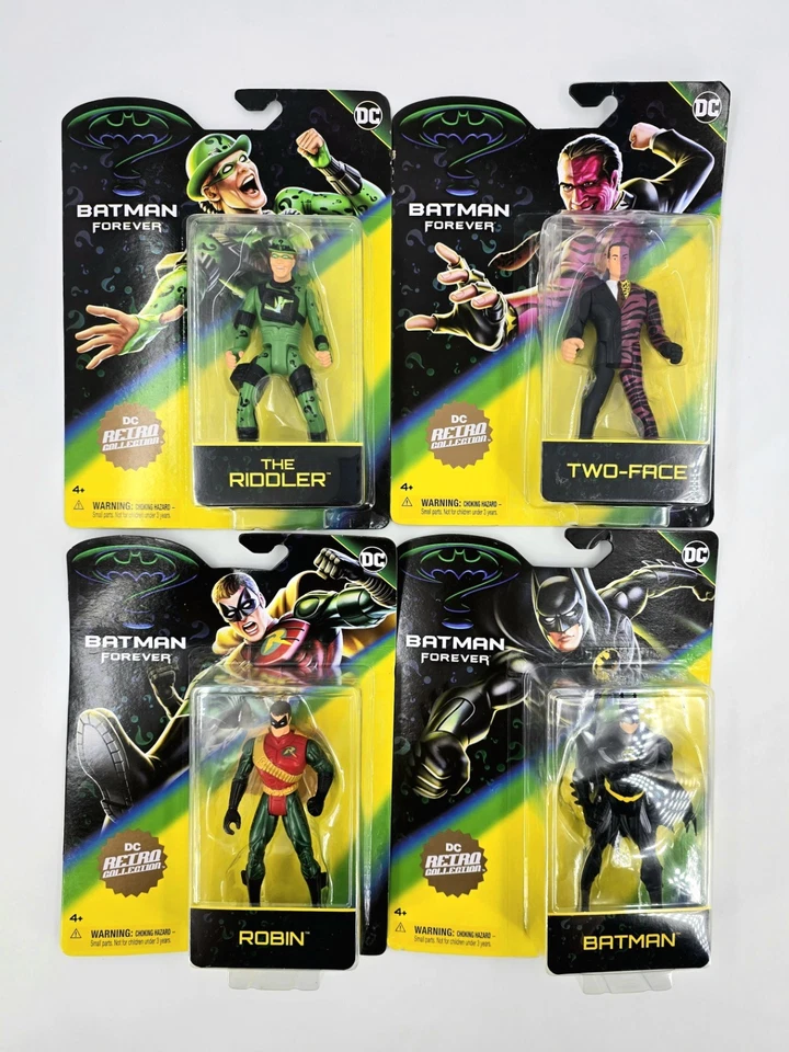 JUEGO DE 4 FIGURAS BATMAN Forever DC Colección Retro Batman ROBIN RIDDLER TWOFACE Foto 1 de 4