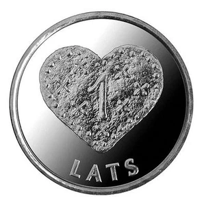 Letonia 2011 Navidad corazón pan jengibre moneda 1 Lats UNC - Imagen 1 de 4
