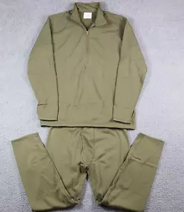 Military Fleece Thermal Layer 2 Piece Zip Shirt Pants Size L Underwear Tactical - Picture 1 of 16