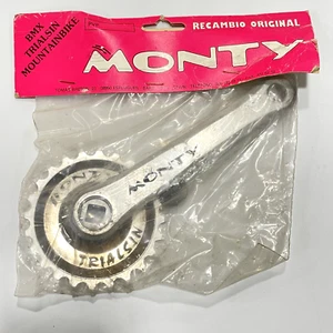 NOS Monty Trial Bike Trailsin Crank Set Arm Drive Right 24t Silver New BMX 152mm - Picture 1 of 4