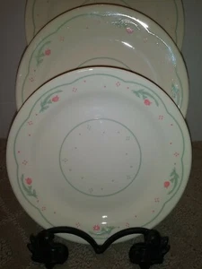2 - Corelle Corning Calico Rose Bread & Butter Plates 7 1/4" Green Band Rose 🌷 - Picture 1 of 3