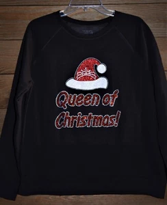 Christmas Queen of Christmas rhinestone glitter bling black sweatshirt size 2XL - Picture 1 of 10