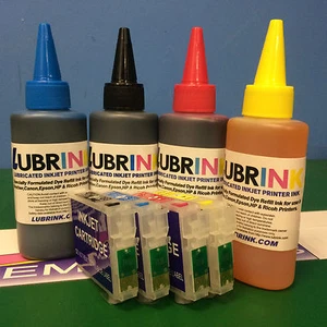 4 nachfüllbare Patronen + TINTE Epson Stylus SX215 SX400 SX405 SX410 SX415 SX515W - Bild 1 von 4