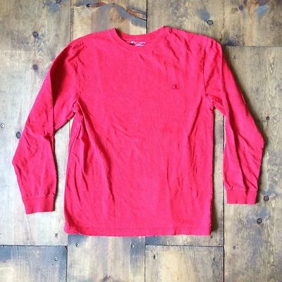 Champion Teen Boys Long Sleeve T Shirt-Size Large-Red-100% Cotton-Washable - Image 1 of 4
