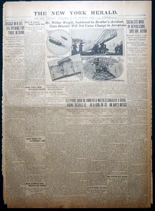 1908 Newspaper Front Page - Orville Wright Airplane Crash, Won't Change Design - Picture 1 of 6